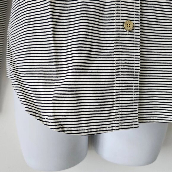 NWT TORY BURCH Cotton Blend Black White Stripe Brigitte Blouse Top Shirt 0 - Picture 6 of 7